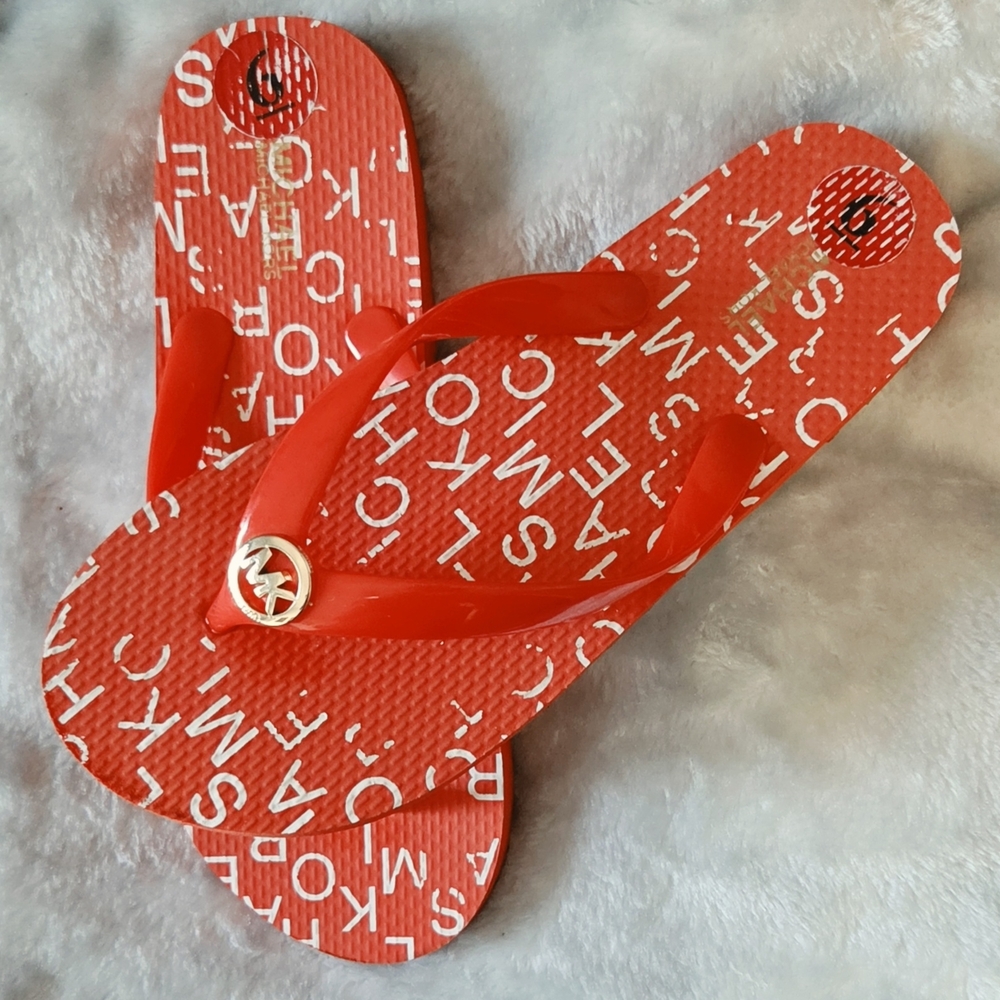 Michael Kors Red Logo Flip Flops